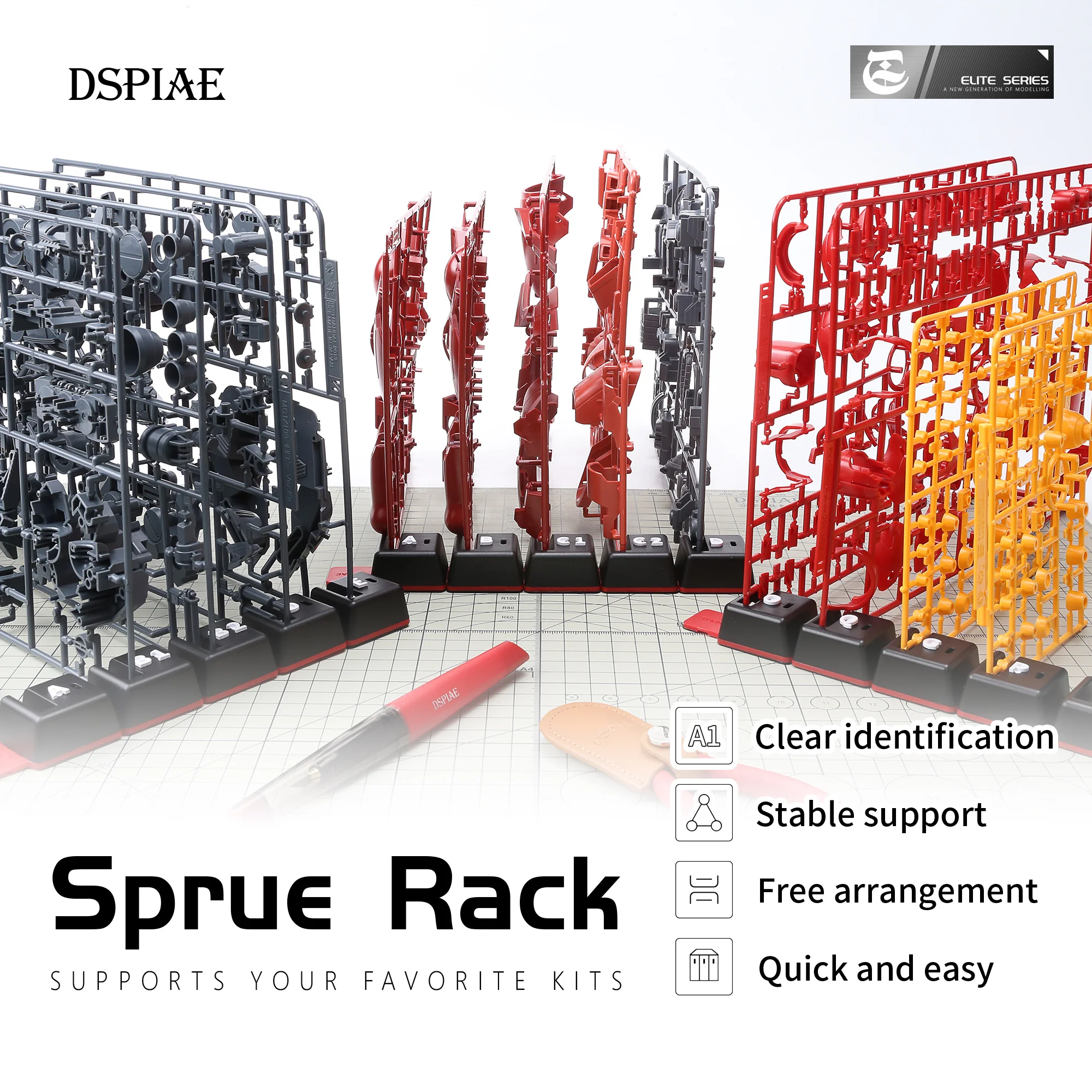 Model Kit Runner Organizer - DSPIAE PT‑SR Stojak na listwy odlewowe,